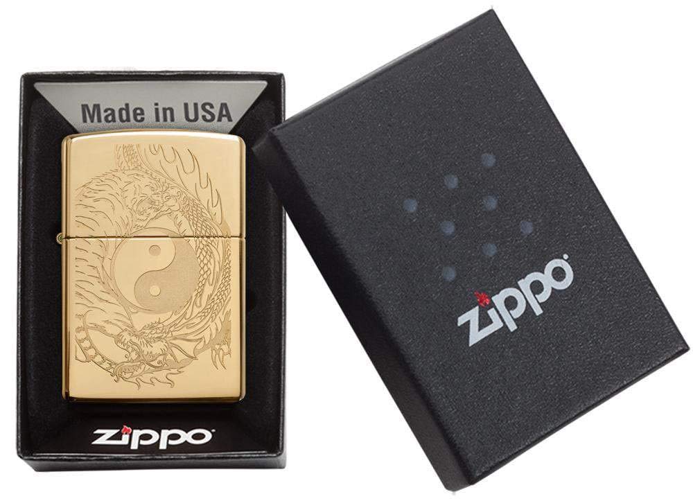 Zippo Armor High Polish Green Elegant Dragon Pocket Lighter, One Size
