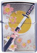 Zippo Lighter Silver Electroforming Board Sword Japanese Pattern Single Sided