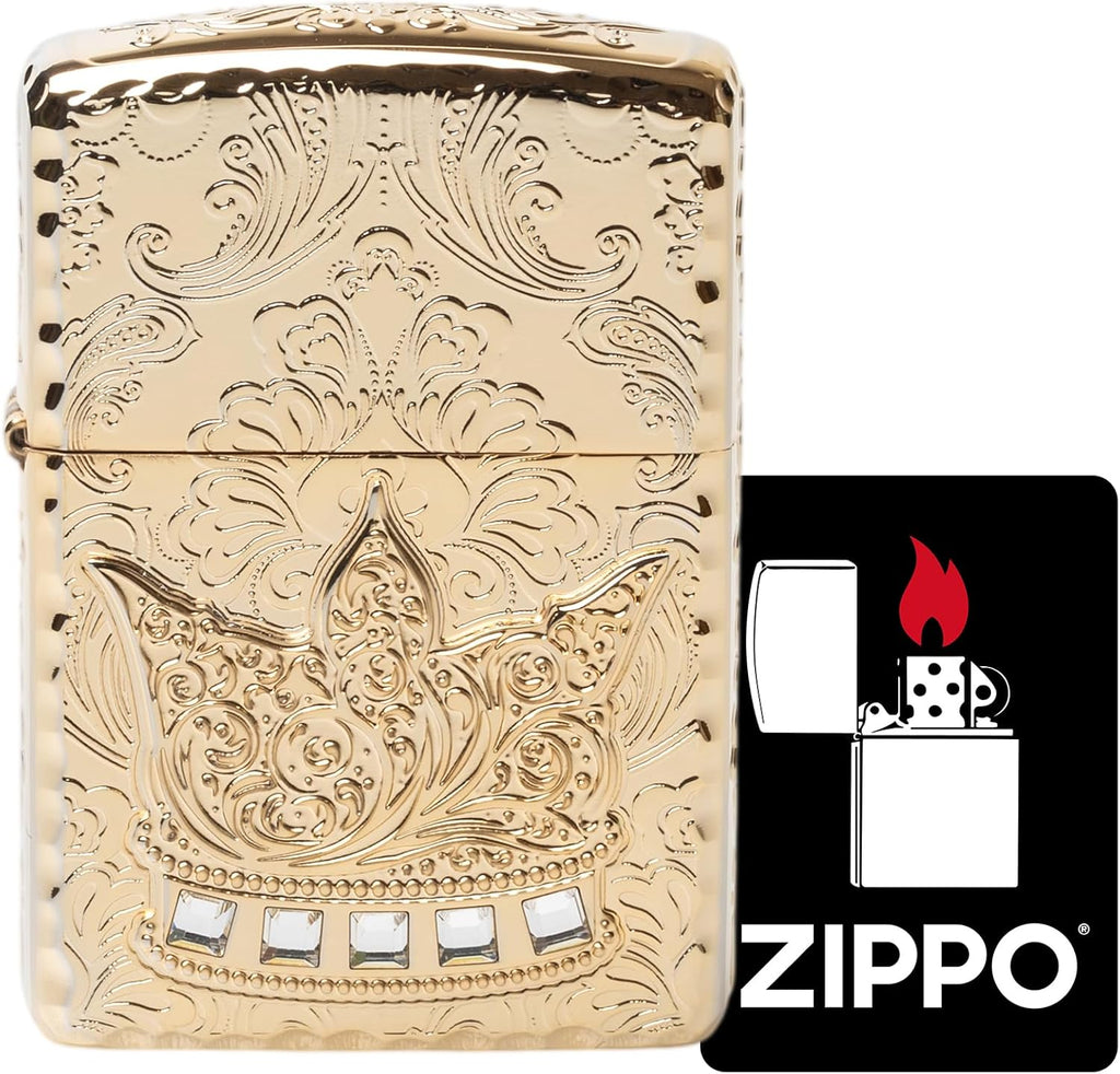 Zippo Oil Lighter Flint Armor Crown Gold 5 Sided The Crown exc